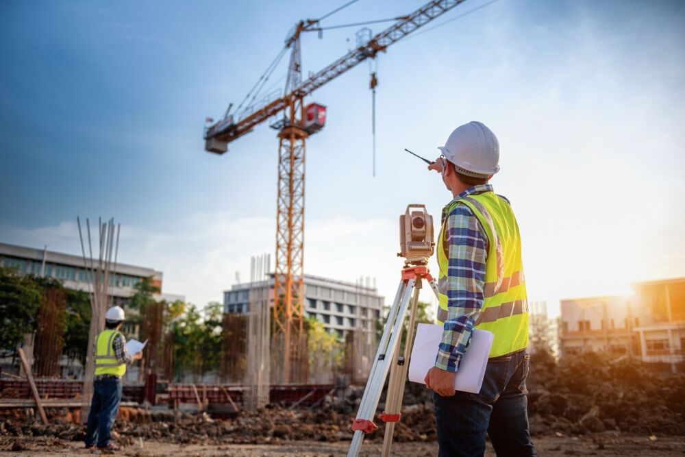  Surveyor’s telescope at construction site