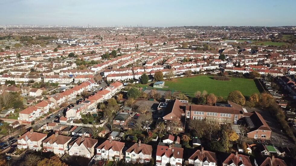 Aerial shot of Mitcham